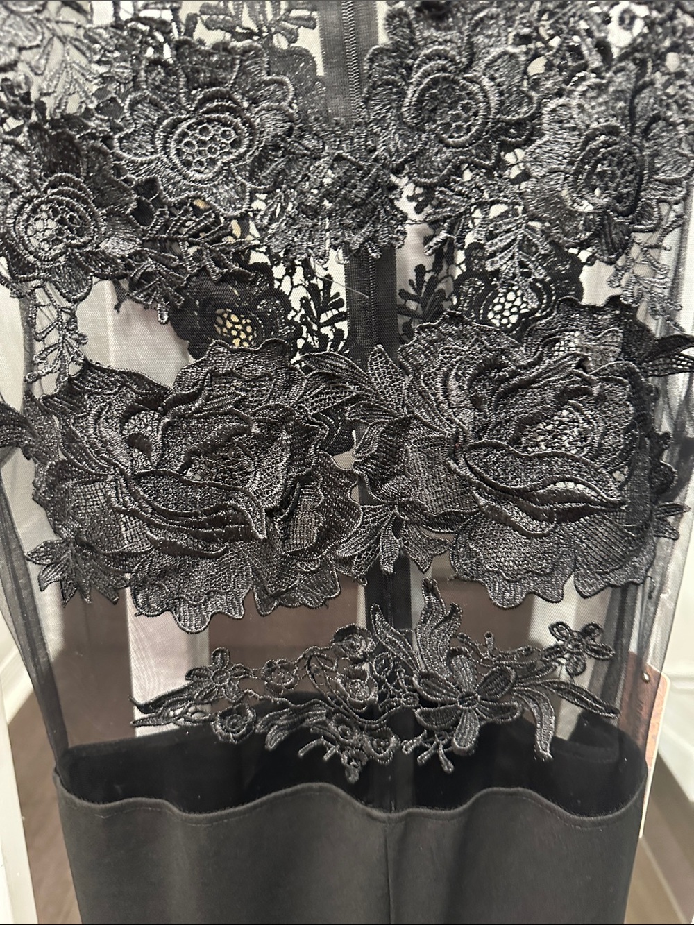 iris Black Sheer Floral Appliqué Jumpsuit - Picture 6 of 6